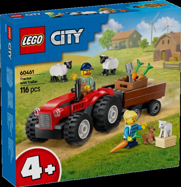 LEGO City Maatilan punainen traktori, peräkärry ja lampaat