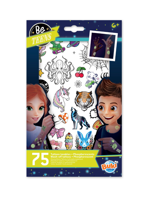 Buki Washable Glow-in-the-Dark Tattoo Set 75 pc